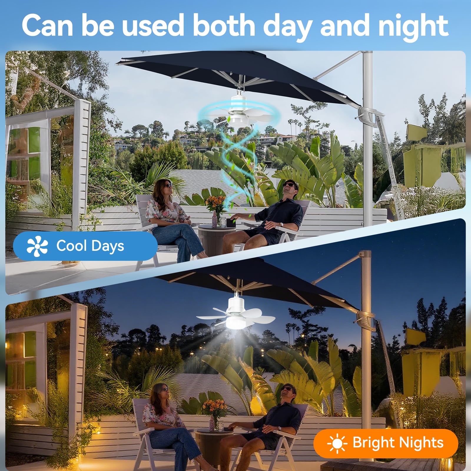 battery operated patio umbrella fan Amazon.com: Brioeua 19'' Ceiling Fan Light, Canopy Fan, Battery Operated  Ceiling Fan with LED Light, 13000mAh 16.5FT Cord, 3-Speed Quiet Operation  Portable Ceiling Fan for Camping, Tent, RV, Patio & Indoor Use :