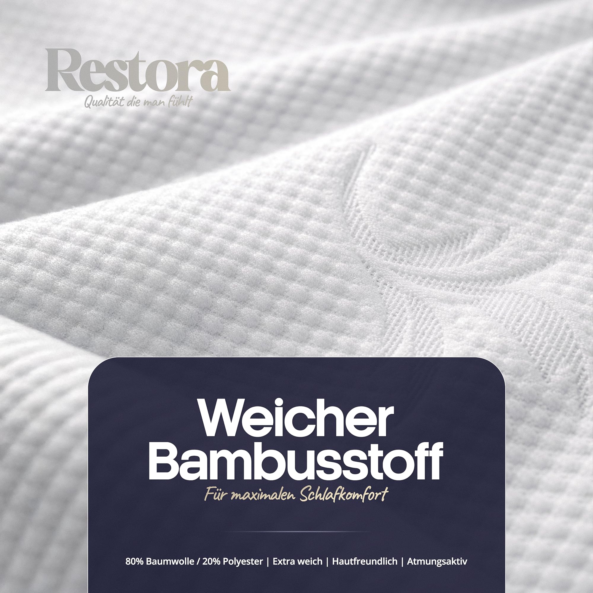 Protector de colchón de bambú resistente al agua, 160 x 200 cm, con puente de 34 cm, transpirable, antibacteriano, apto para alérgicos, bajo ruido, lavable a 60 °C, certificado Öko-Tex
