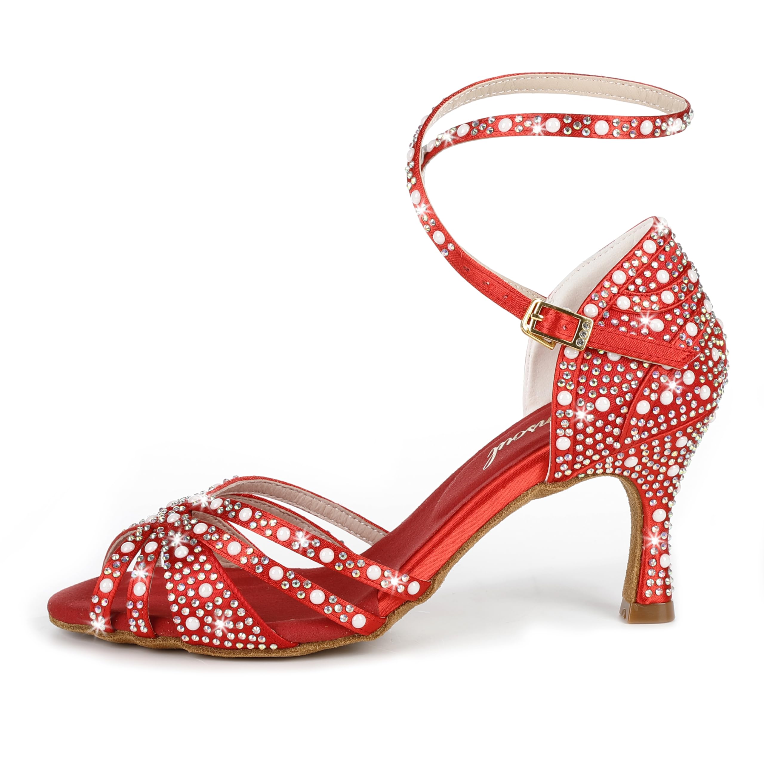 Latinsoul Y205-36 Scarpe da Ballo Latino da Donna con Tacco Alto e Strass Design Elegante con Cinturino Regolabile Scarpe comode per Ballo da Sala e Salsa