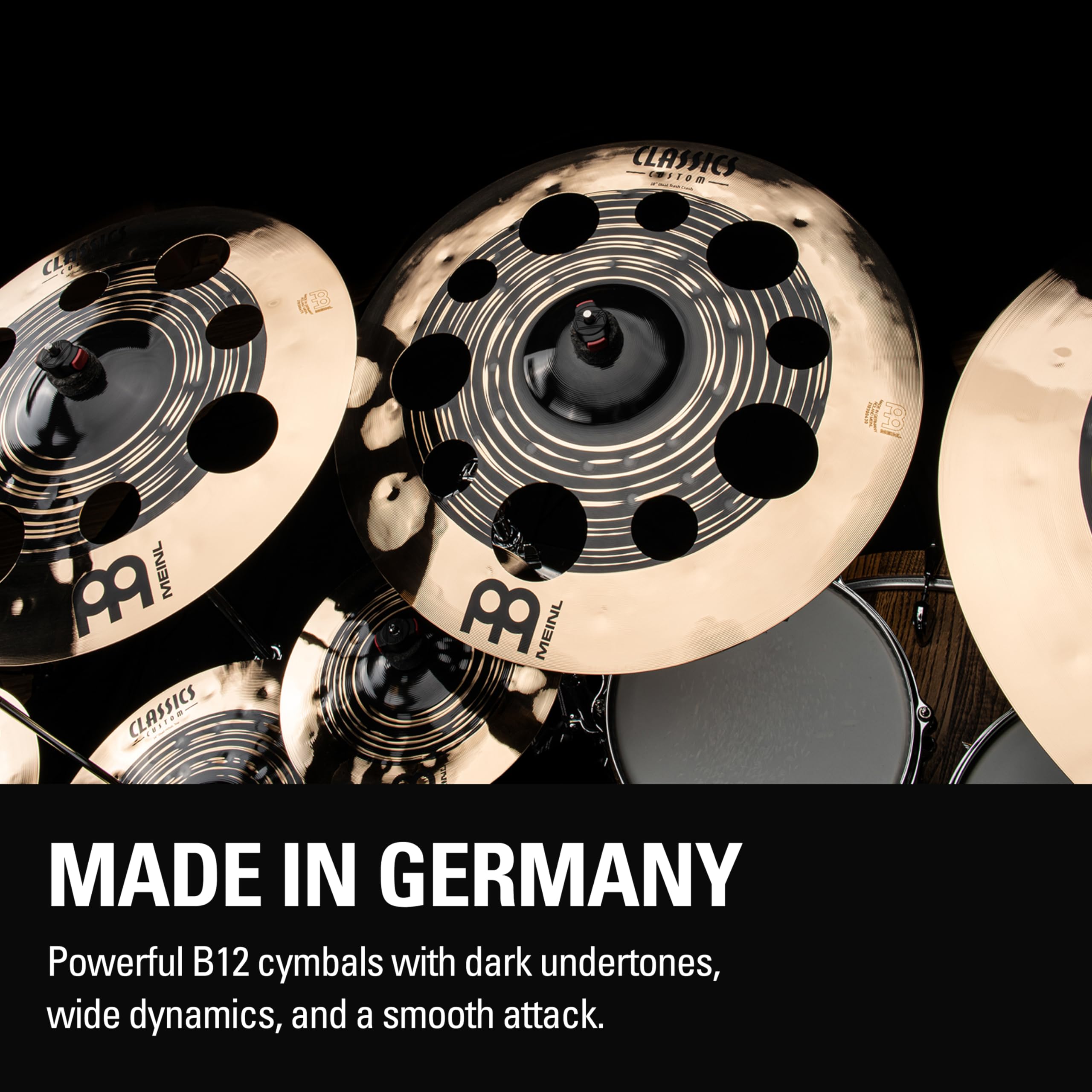 Meinl Cymbals Classics Custom Dual Piatto Trash Crash 18 pollici (45,72cm) per Batteria - Bronzo B12, Finitura Scura e Brillante - Prodotto in Germania (CC18DUTRC)