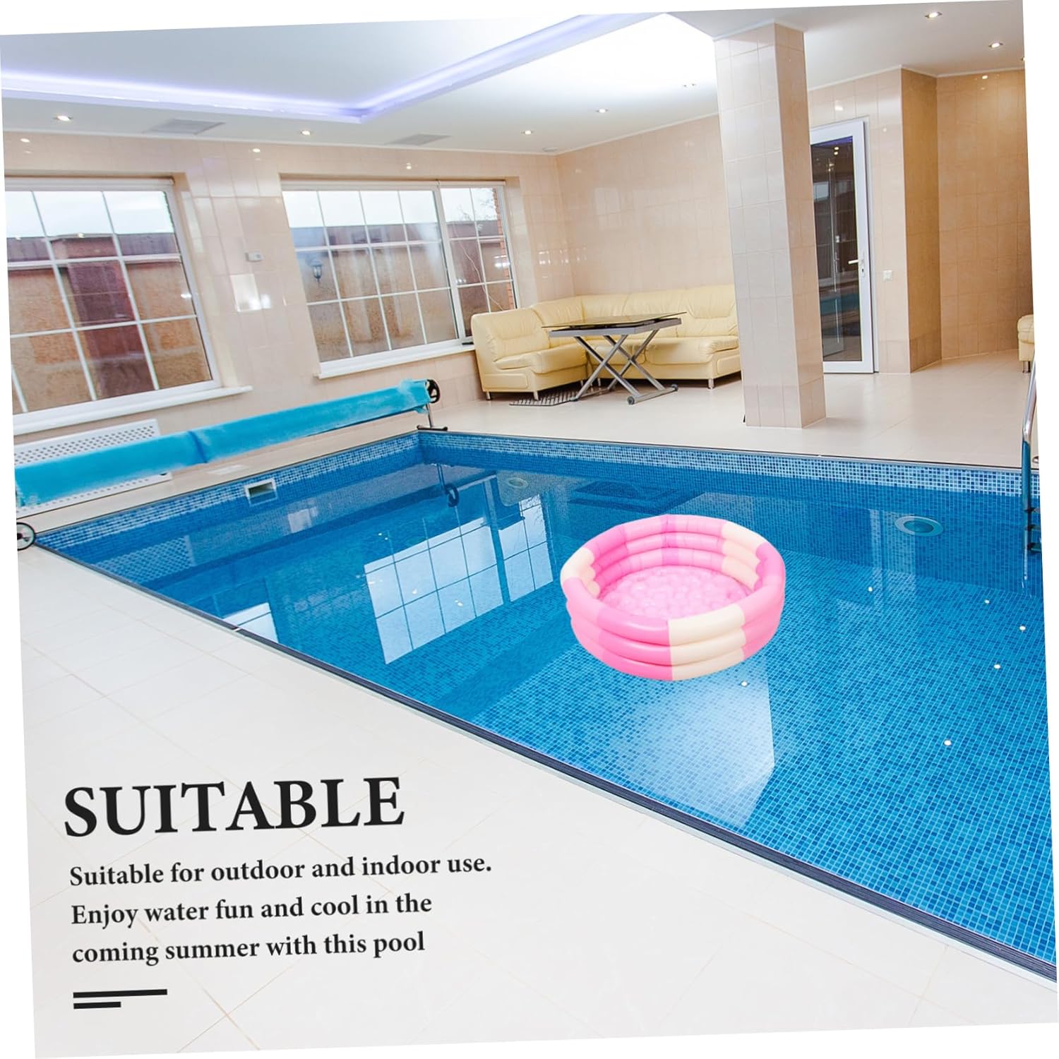 Inflatable Round Swimming Pool Ring Summer Fun Pool for Boys for Backyard Parties and Bright Color Design Reusable Easy to Store