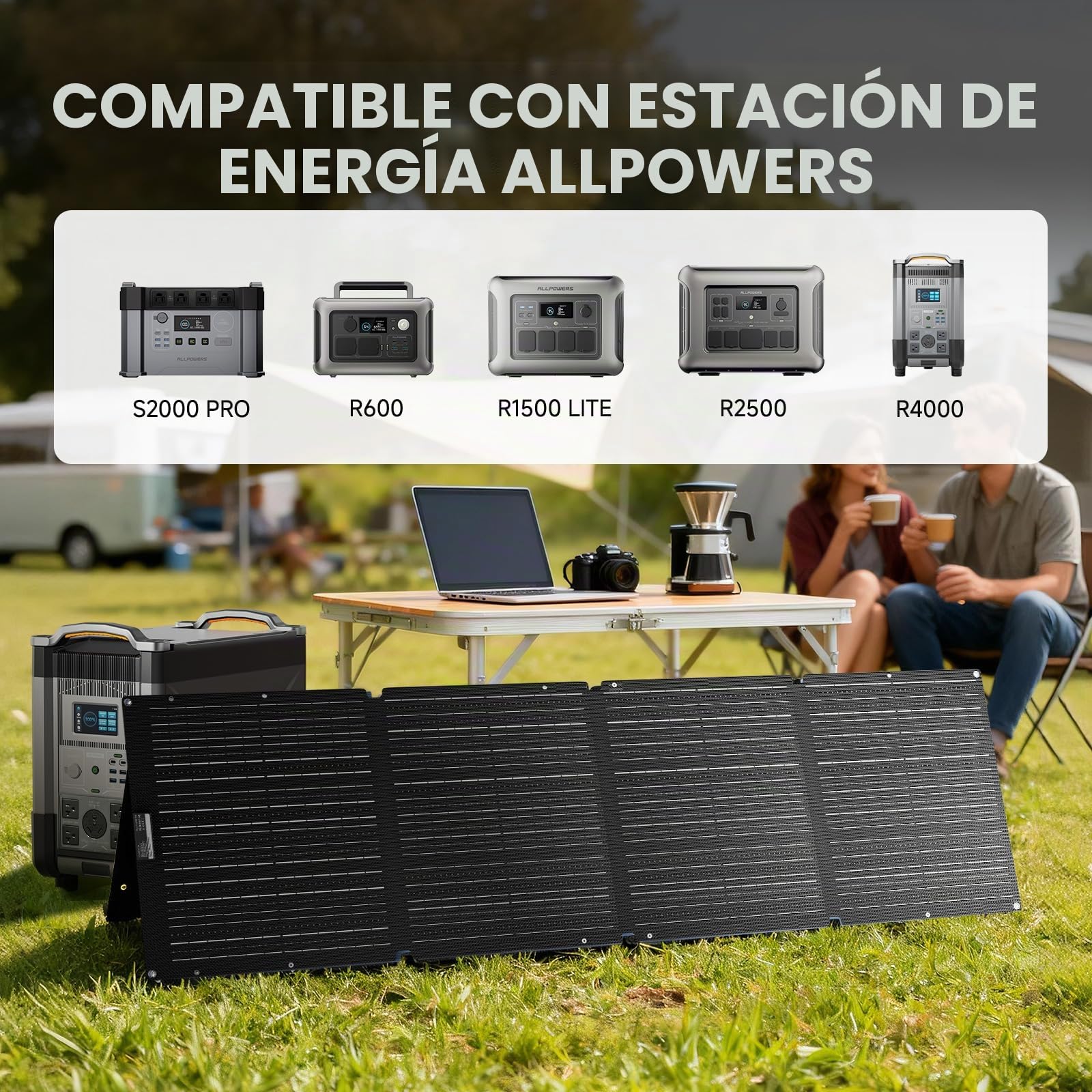 ALLPOWERS Panel solar portátil SE200 de 200 W, cargador solar plegable de alta eficiencia, IP68 impermeable, para generadores solares, camping, RV fuera de la red