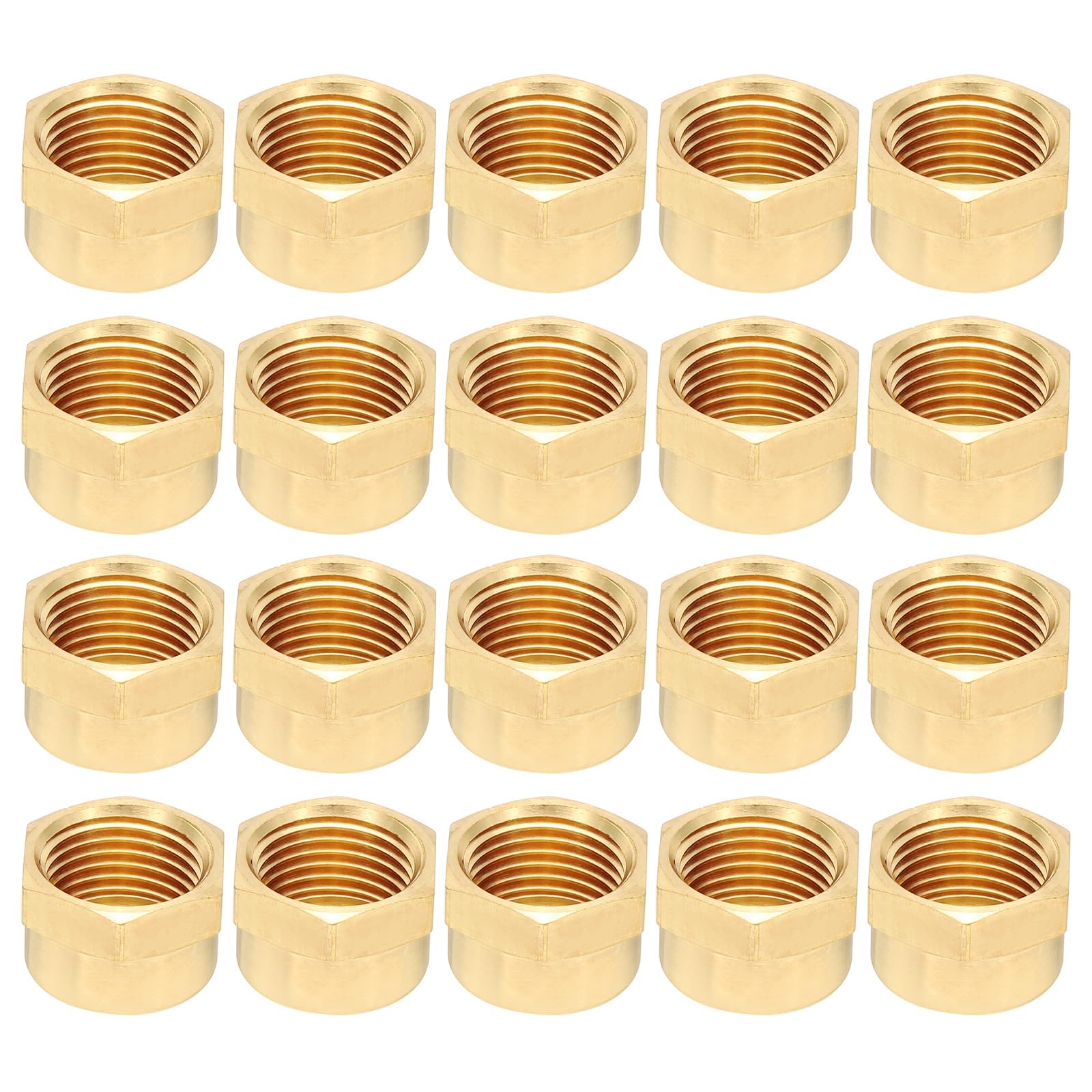 PATIKIL Tappo femmina in ottone NPT da 1/2", 20 pezzi, testa esagonale in ottone, tappo di tenuta per refrigerazione, gas, aria, acqua, linea olio, tonalità ottone