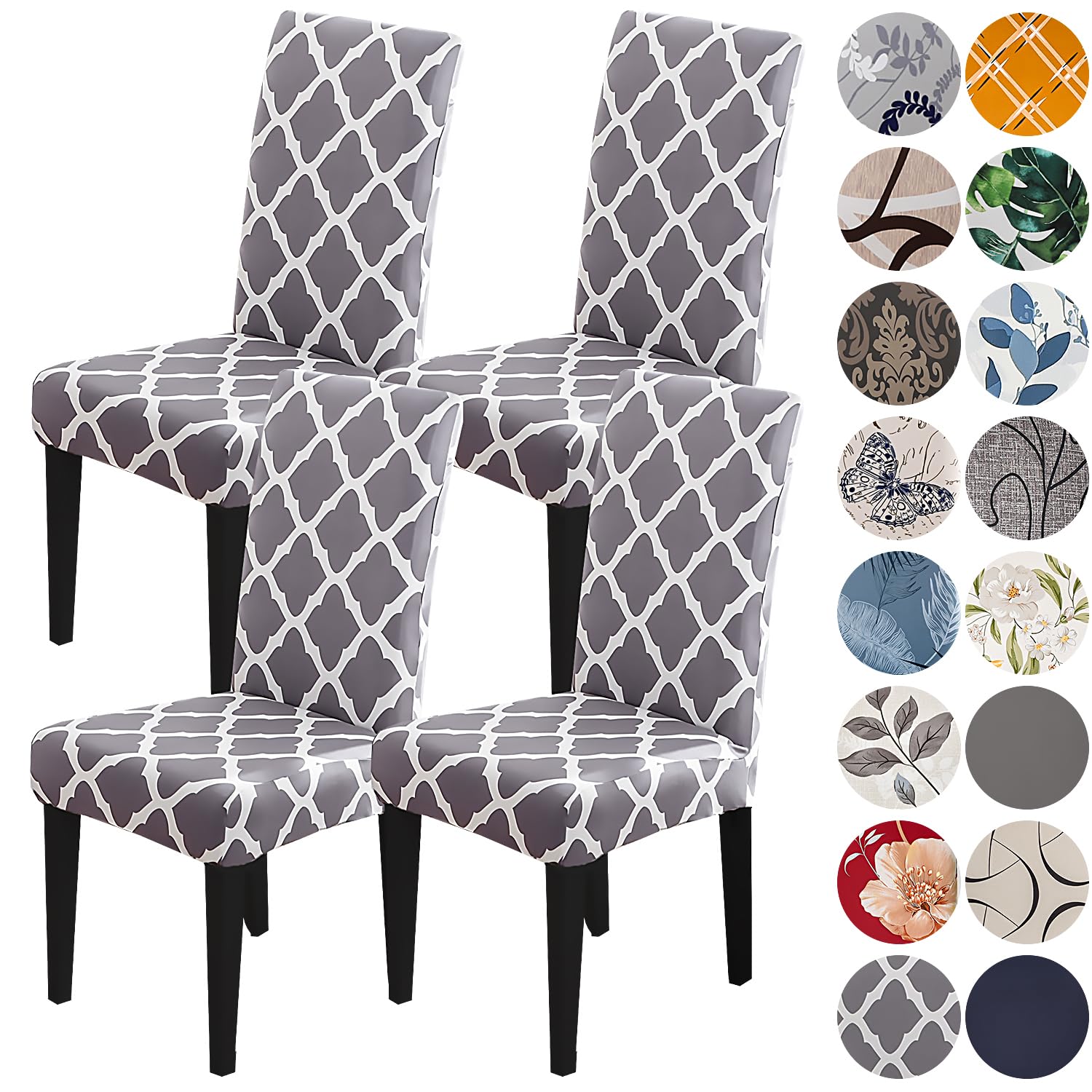 HZDHCLH Grey Chair Covers for Dining Room Set of 4,Stretch Spandex Parsons Chair Slipcover 4 Pack,Washable Anti-dust Chair Seat Cover for Kitchen,Wedding,Party-image-48