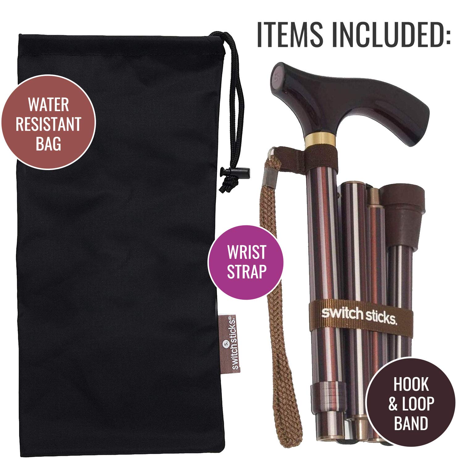 HealthSmart Folding Walking Cane Collapsible Walking Stick Adjustable