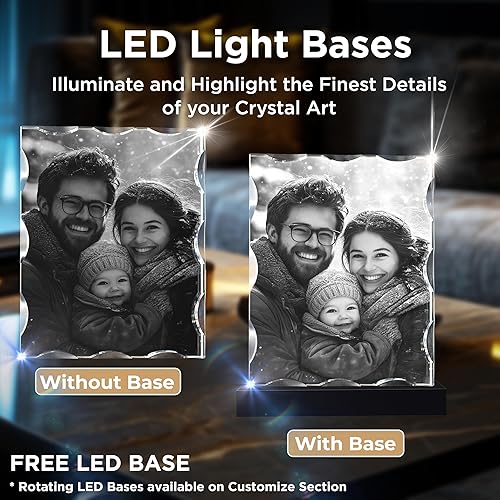 Miniatura 5 de CAPTUR3D Foto de cristal de alta calidad con base de luz LED, regalos conmemorativos personalizados para mamá, papá, esposa, hombres, seres