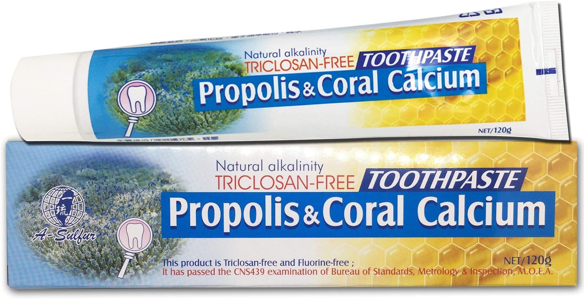 Natural Propolis toothpaste 4.2 oz (120g) Fluoride Free Triclosan Free No Preservative, No Artificial Sweetener, No Chemical, No Artificial Flavor, with Okinawa Coral Calcium