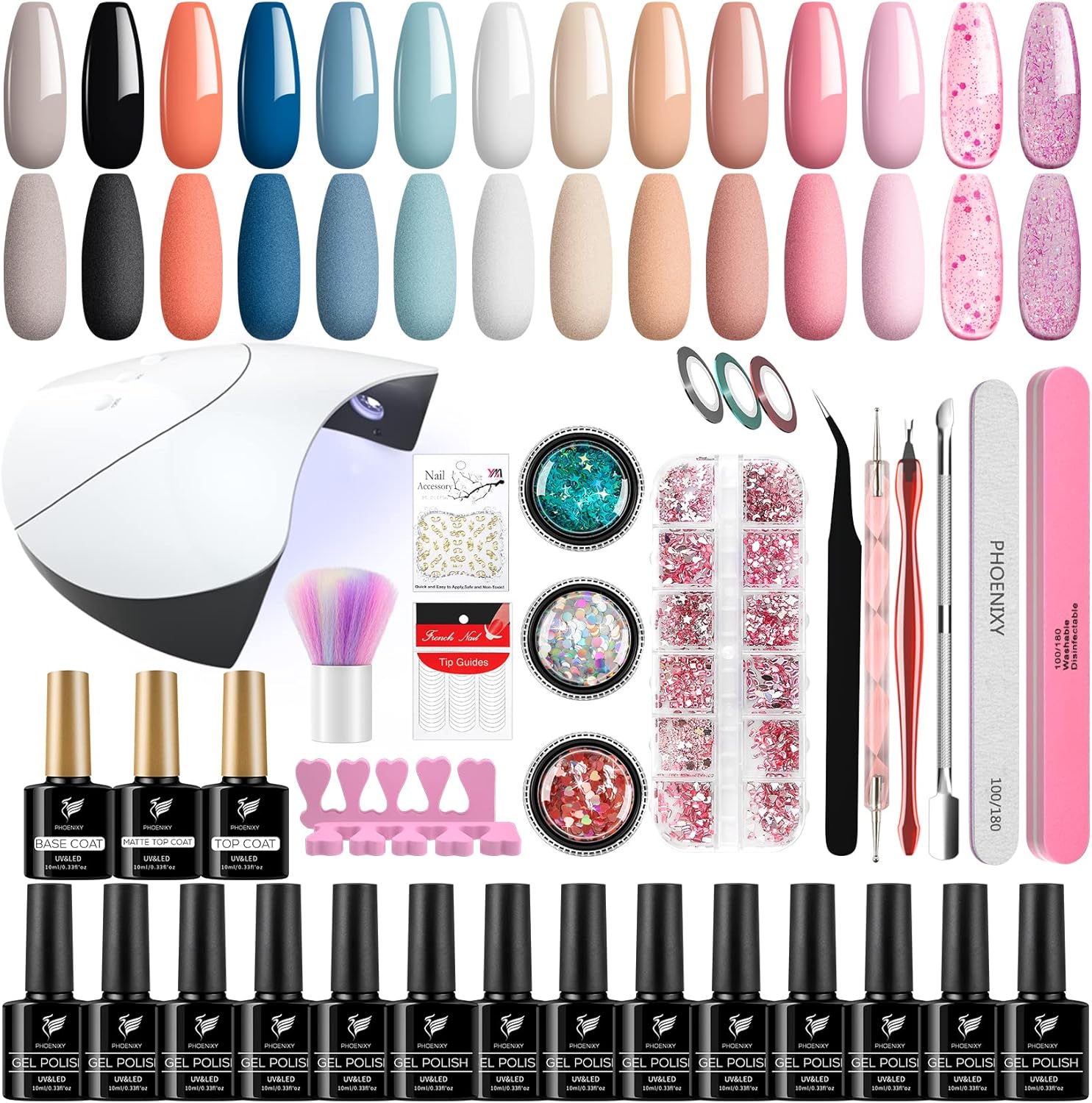 Gel Nail Polish Kit, Phoenixy 14 Colors 10ml Gel Nail Polish Set with U