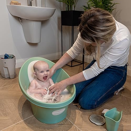 Miniatura 6 de Shnuggle Baño para bebé recién nacido, protuberancia de apoyo integrada y respaldo suave, adecuado para recién nacidos, soporte de asiento de baño