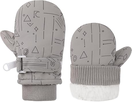 Huuflyty Moufles de Ski Imperméables Doublées Polaire avec Manchette Longue