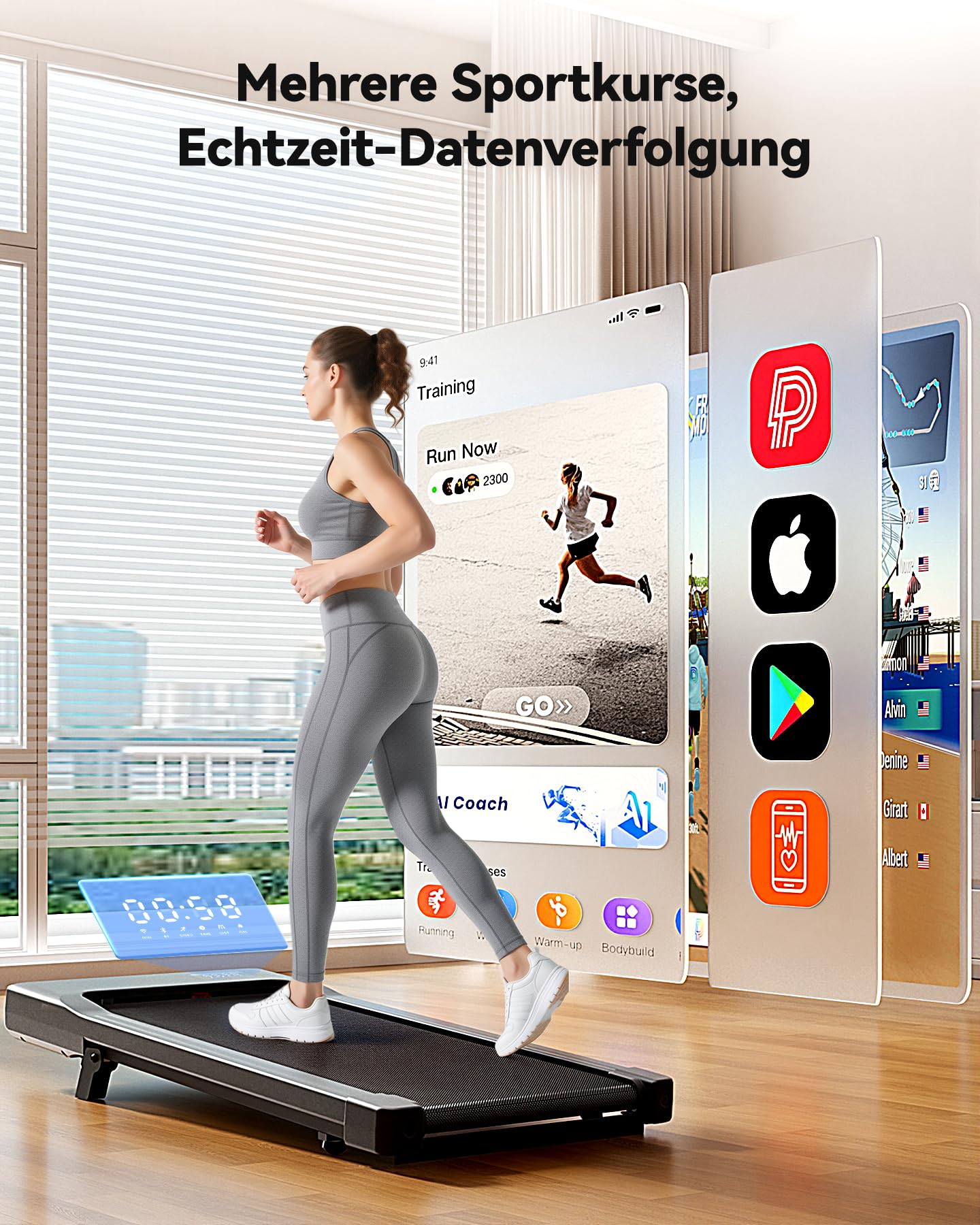 Walking Pad mit Steigung 6% Lacuffy, Laufband für Zuhause 6km/h & 12km/h mit Fernbedienung und App, 8 HIIT & 4 MIIT Laufband Schreibtisch für Zuhause & Büro max 136kg mit Mehrpersonen-Laufwettbewerb