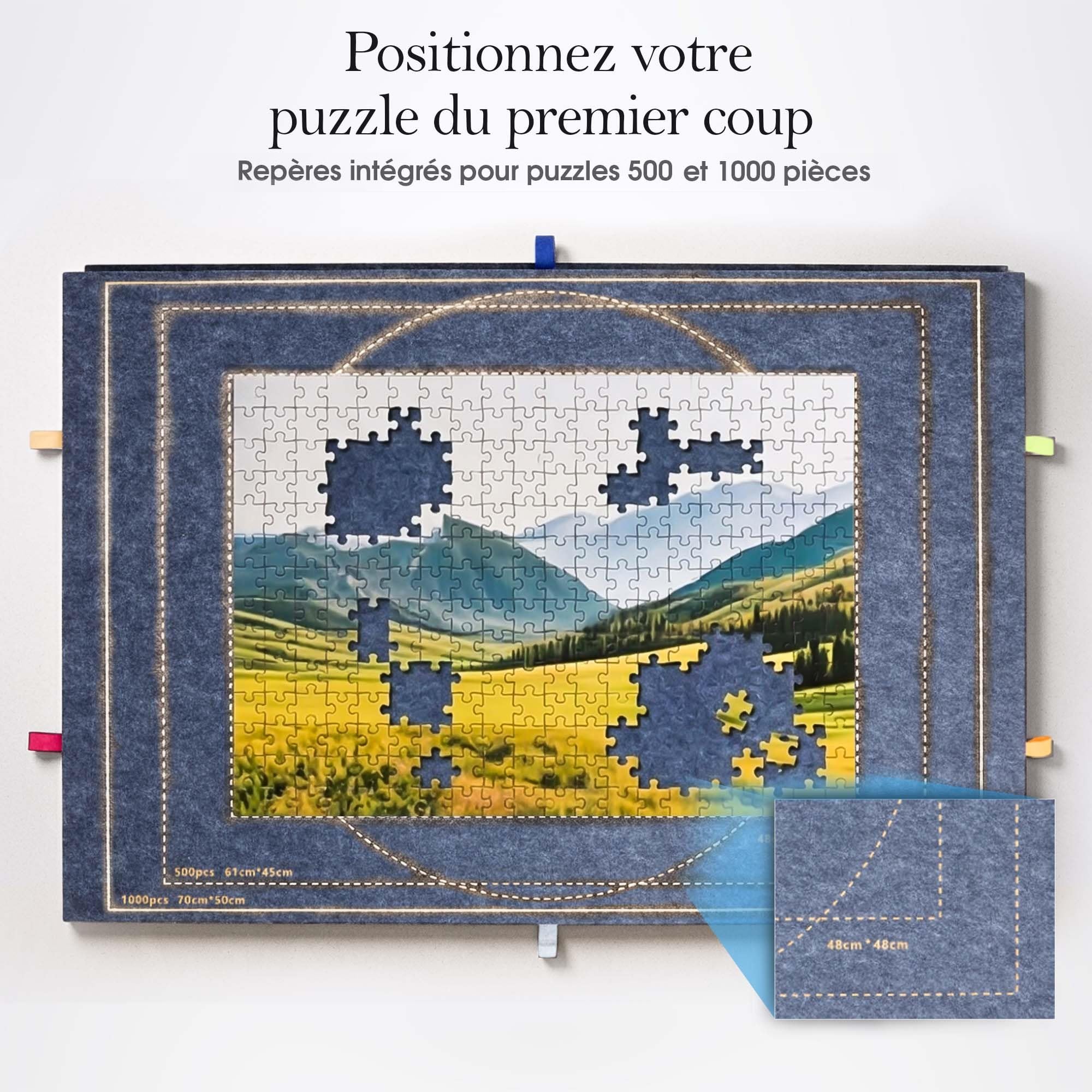 Plateau Puzzle Inclinable pour Adultes – Table Puzzle avec 6 Tiroirs de Tri, Repères 500/1000 pièces, Surface en Feutre Stable