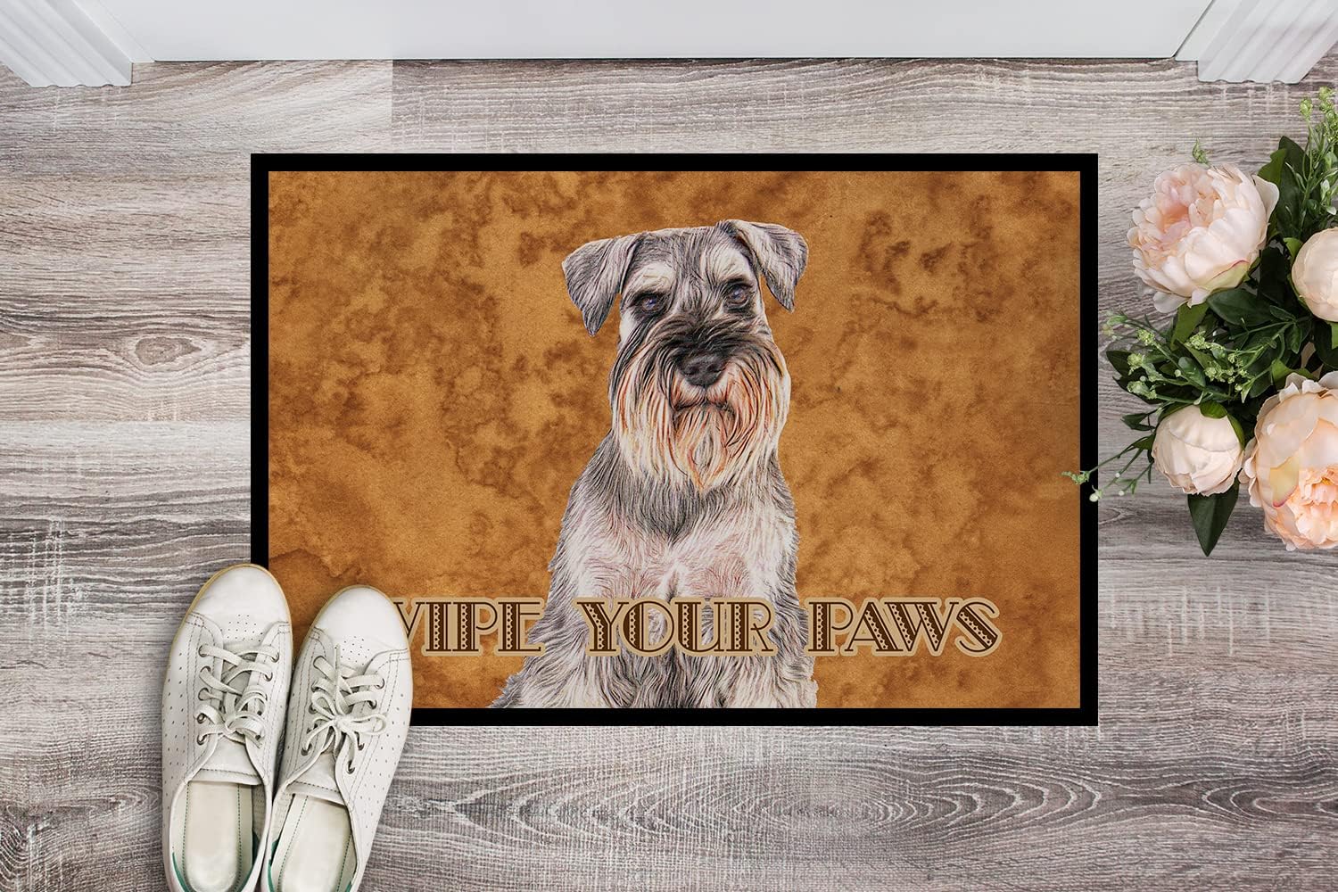Caroline's Treasures KJ1220JMAT Schnauzer Wipe Your Paws Doormat 24x36 Front Door Mat Indoor Outdoor Rugs for Entryway, Non Slip Washable Low Pile, 24H X 36W