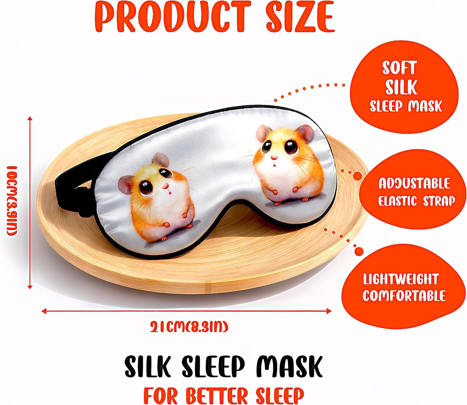 Cute Hamster Sleep Masks Eye Cover, Gifts for Women Girls Teens Kids, Hamster Lovers Themed Gifts Stuff Accessories Things Merchandise Items! image 2