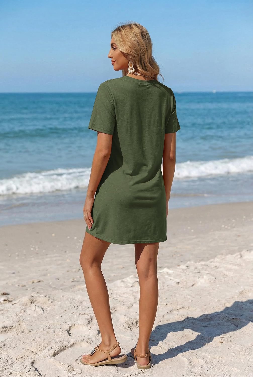 Ekouaer Women's Coverup Short Sleeve Swimsuit Cover Ups 2026 Summer Bathing Suit Cover Twisted Cover Up Dress S-2XL - Image 5