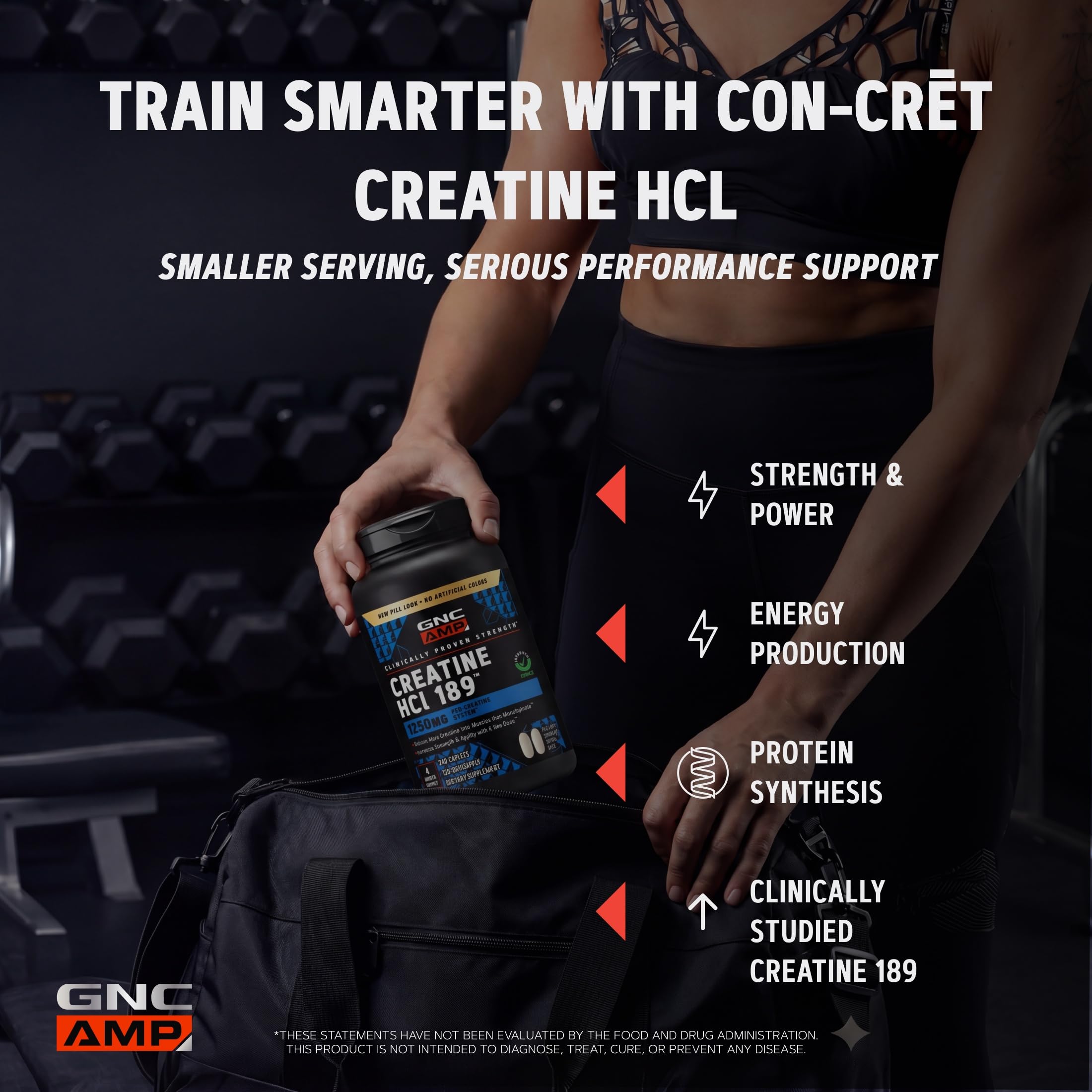 GNC AMP Creatine HCl 189, Fast Absorbing Muscle Builder, 60 Servings — Amazon image 3