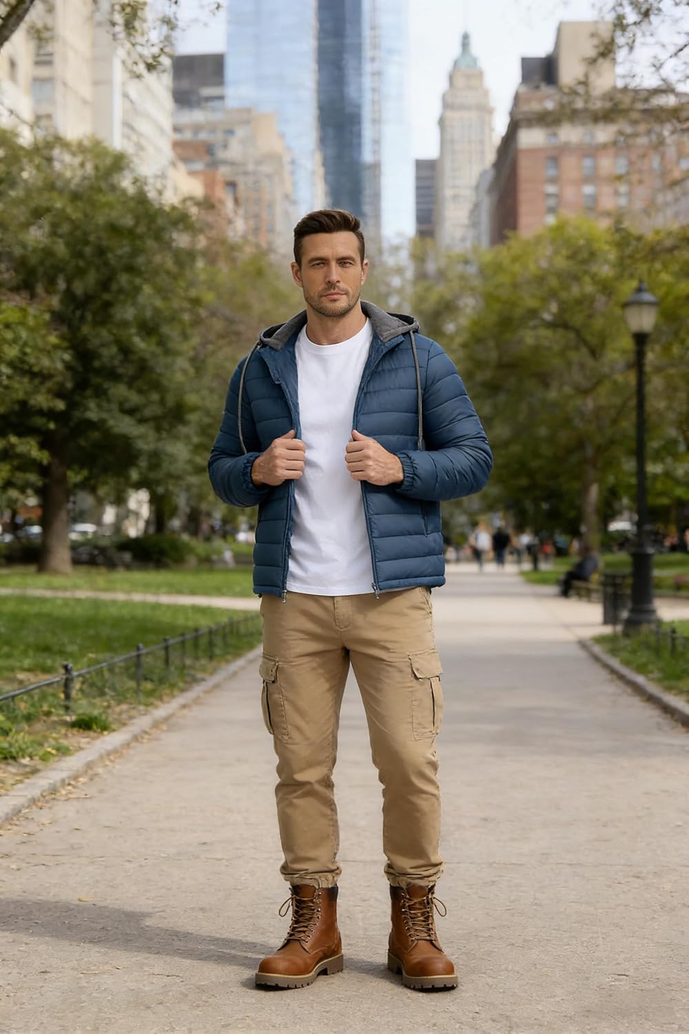 SWISSWELL Mens Lightweight Puffer Jacket with Hood Quilted Insulated Water-Resistant Coat Warm Winter Zip Up Hooded Jacket - Image 4