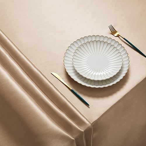 Miniatura 3 de Counfeisly Paquete de 1 mantel rectangular resistente a las manchas, sin arrugas, suave y sedoso, mantel de comedor de satén para comedor, uso en