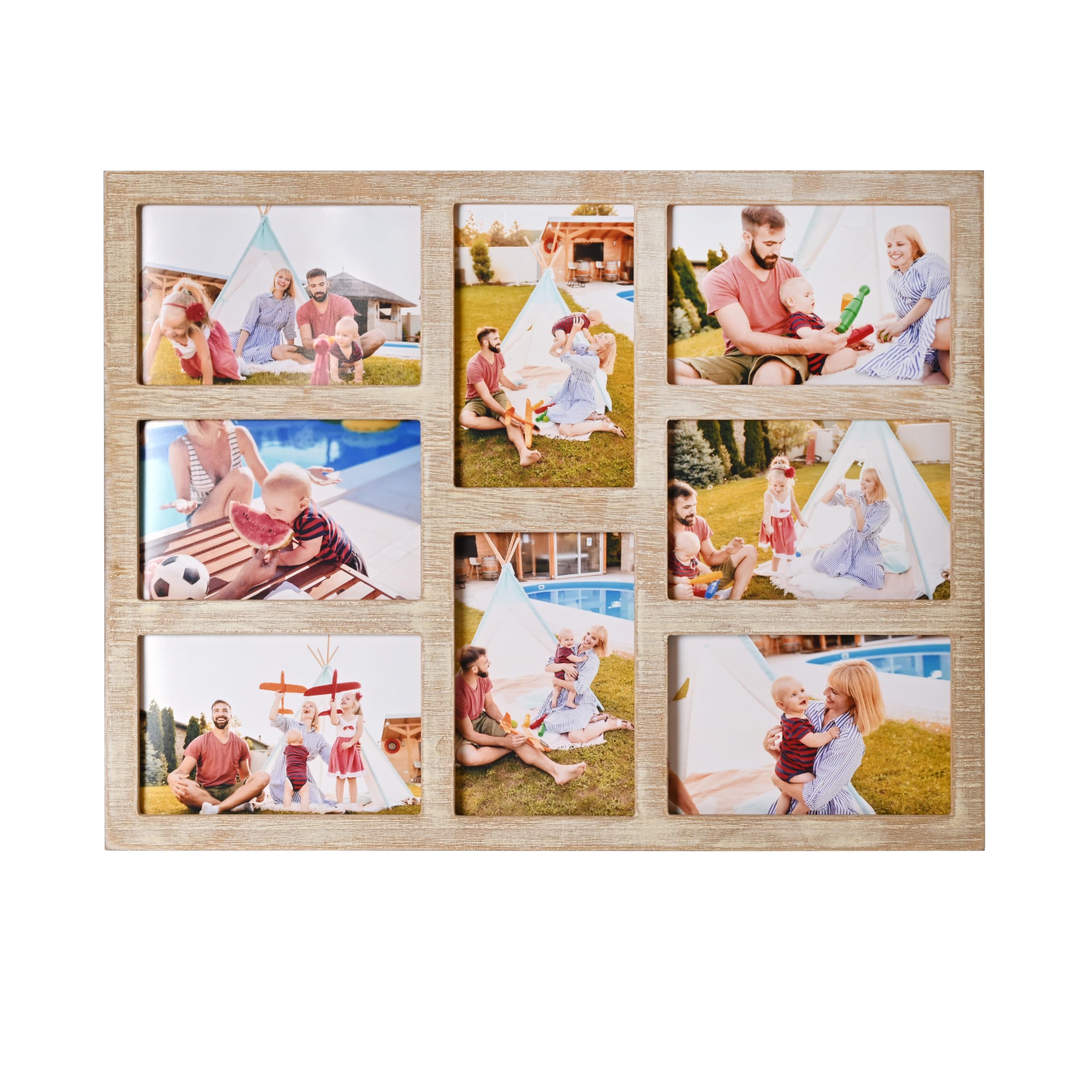 4x6 Collage Picture Frame Family Photos Display - 8 Openings Collage Picture Frame for Wall for Tabletop Stand Brown Farmhouse Picture Frames Set for Home Decor Family Gifts