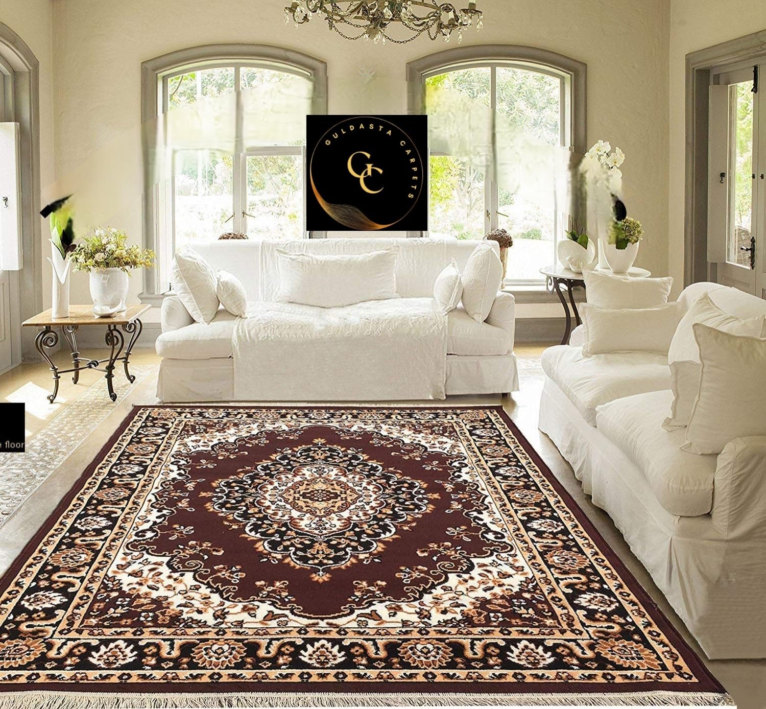 GULDASTA Cotton Carpet 7x10 Feet Designer Superfine Floral Multi Design Living Room Bedroom Area Rug Maroon Rectangular Durrie-image-19