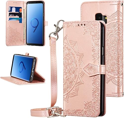 QLTYPRI Funda para Samsung Galaxy S10 Plus, funda cruzada para teléfono con ranura para tarjetas, correa para muñeca, bonito patrón de mandala con
