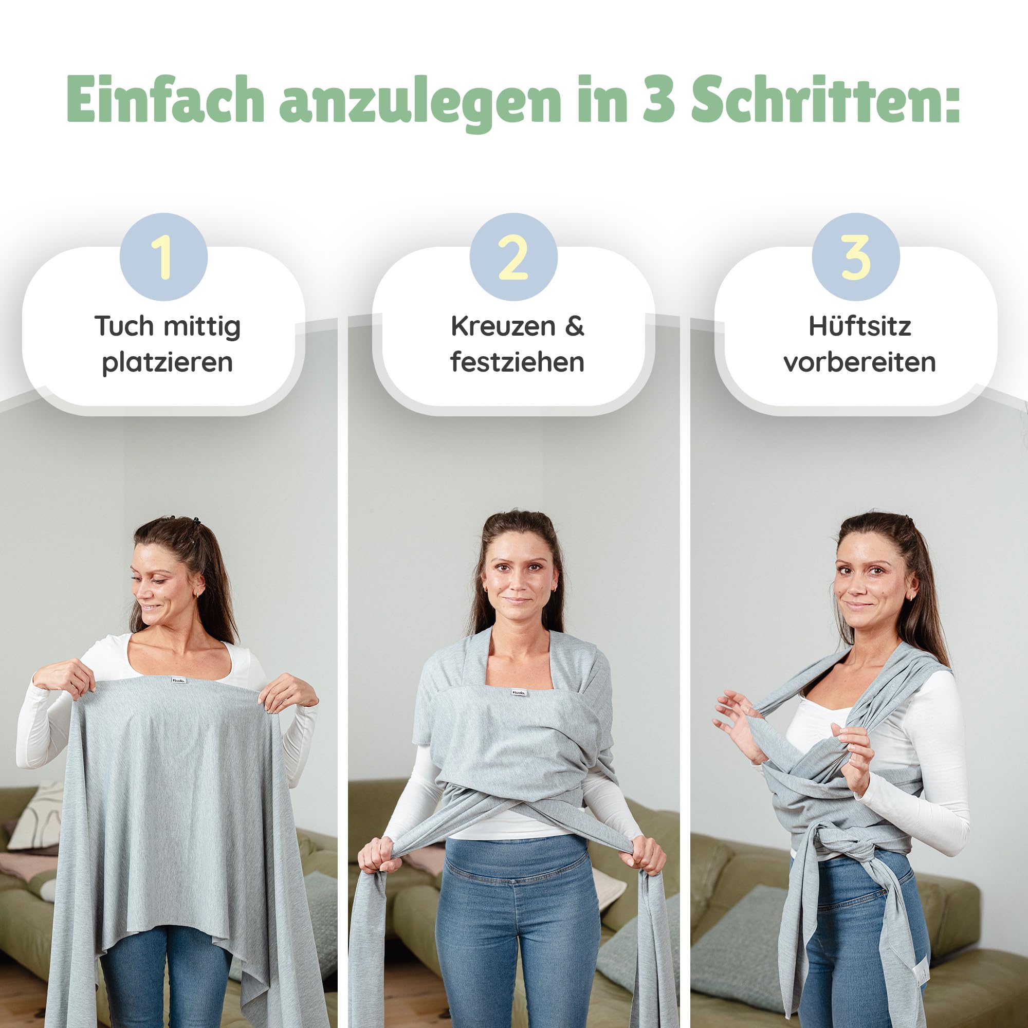 Tragetuch Neugeborene - Elastisches Baby Trage-Tuch ab Geburt, Atmungsaktive & ergonomische Koala-Babytrage aus einem Baumwollmix - Ergo-Babytragetuch mit Anleitung für sicheren Halt & Nähe