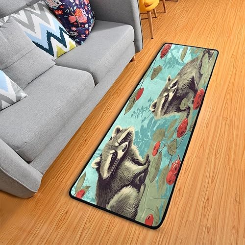Miniatura 5 de Alfombra de corredor de mapaches, suave, antideslizante, larga, alfombra para pasillo, dormitorio, sala de estar, cocina, 72 x 24 pulgadas