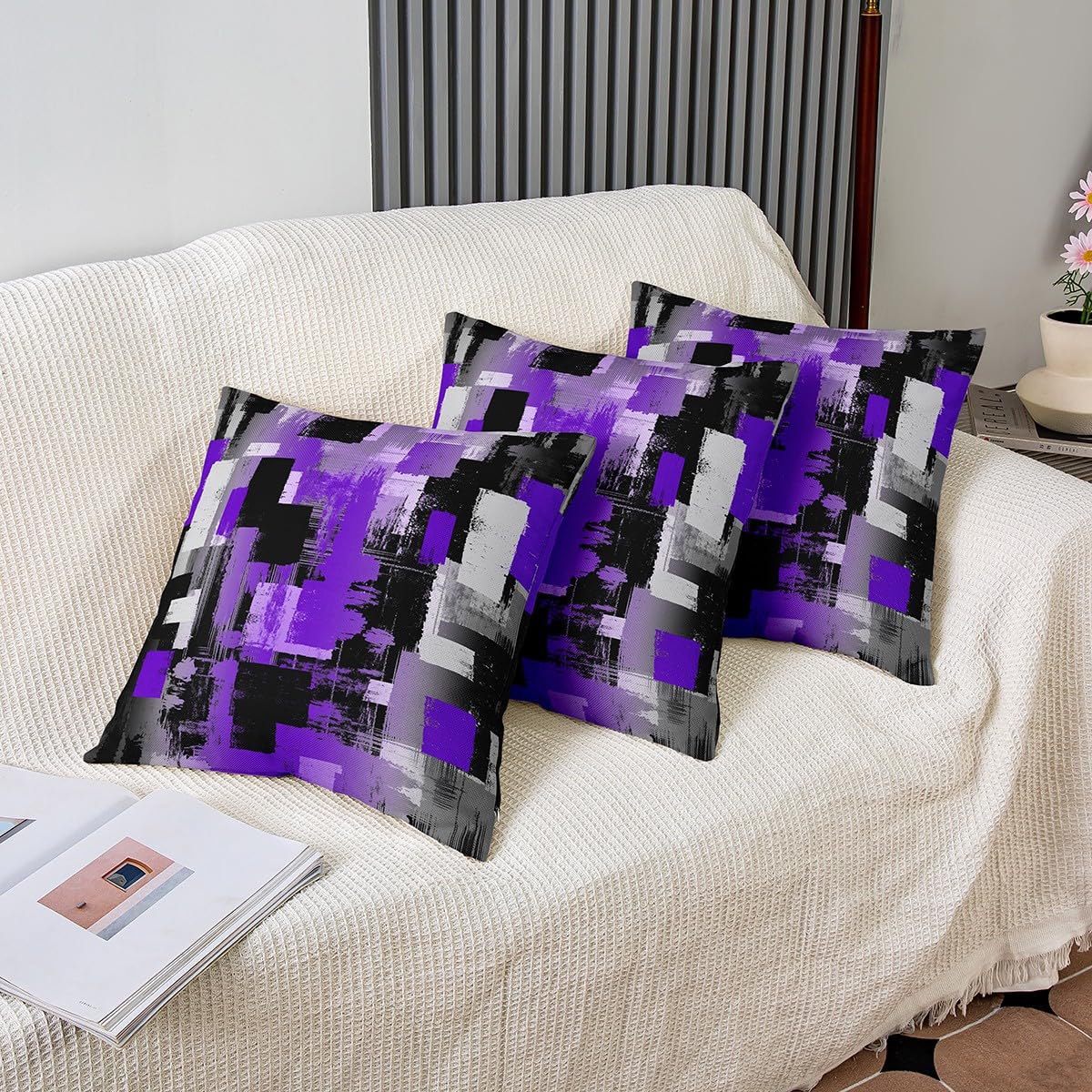 Loussiesd Set di 2 federe copricuscino quadrate con motivo notturno cinematografico, reversibili, per bambini, decorazione per la casa, cinema, 55,8 x 56,9 cm