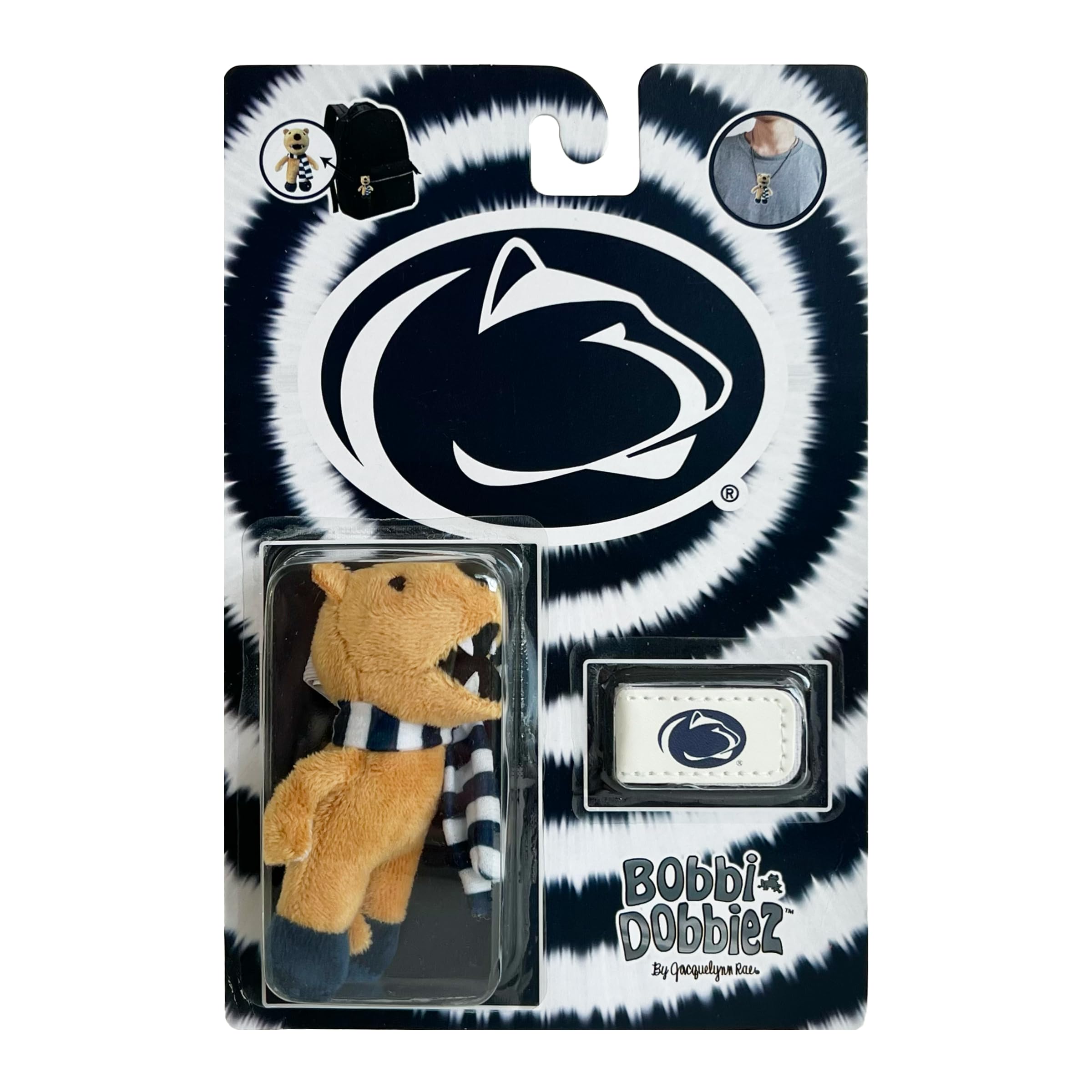 Bobbi-Dobbiez Attachable Plushie Penn State Nittany Lion Mascot – Attaches to Backpacks, Bags, Shoes, Water Bottles, and More