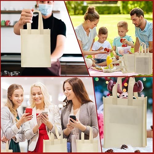 Miniatura 6 de Jexine 100 bolsas no tejidas, bolsas de regalo reutilizables con asas, bolsas de compras, bolsas de comestibles, bolsas de golosinas para fiestas,