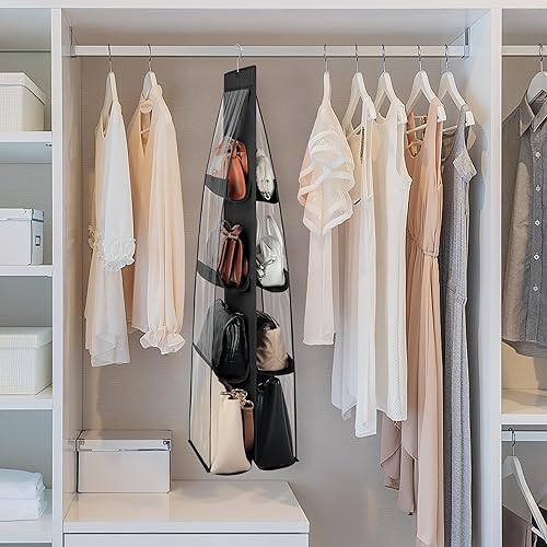 Miniatura 4 de coastal rose Organizador de armario de bolso, organizador de libros de 8 bolsillos para mujer, organizador de almacenamiento de bolsos, organizador