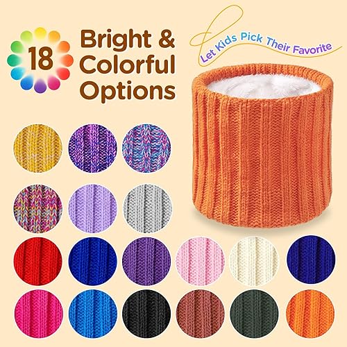 Miniatura 5 de Wandx Polaina de forro polar para niños y niñas, para invierno, para clima frío, cubierta facial de punto de rayas anchas para niños y niñas