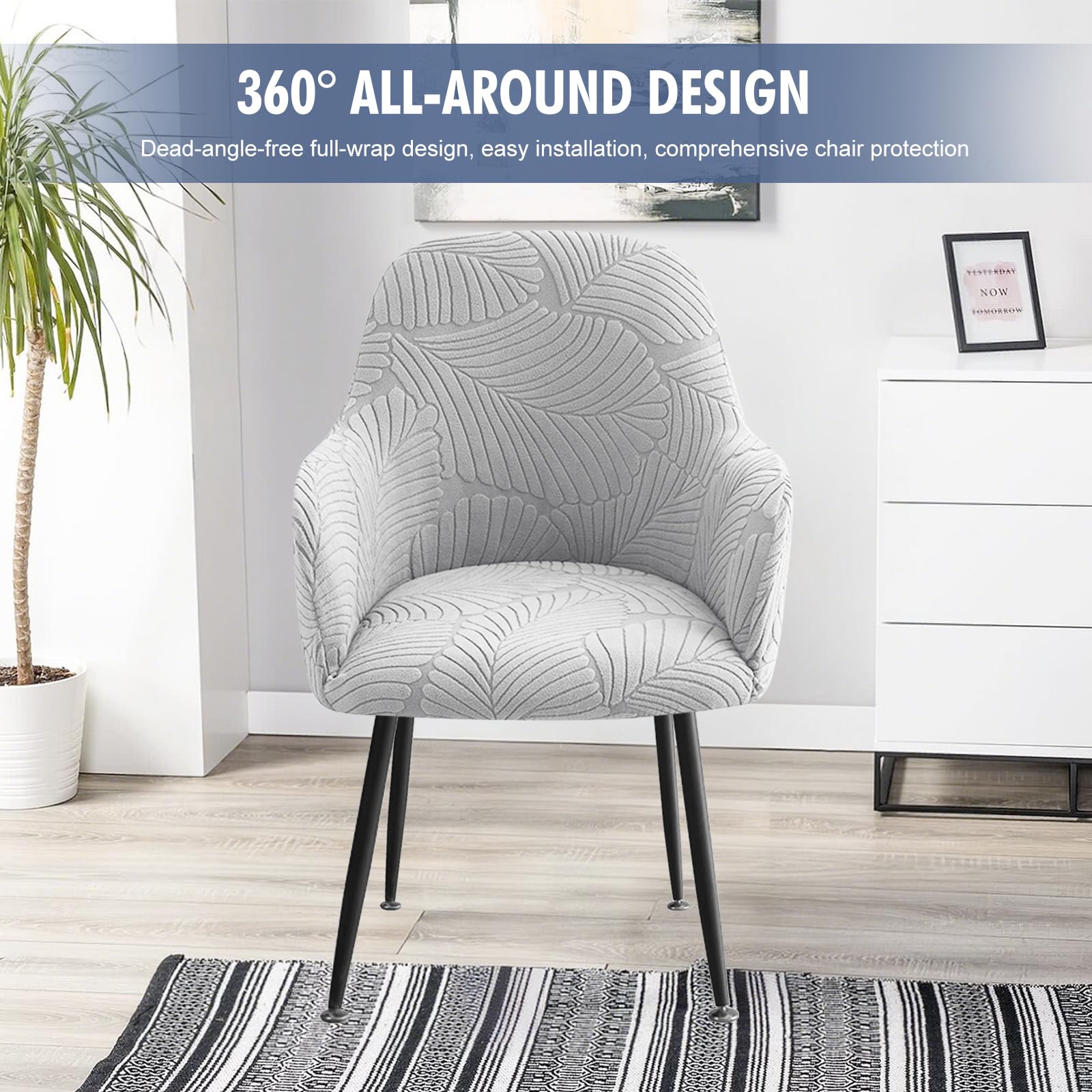 2 coprisedia con curve, set da 2 pezzi, in velluto elasticizzato, universali, con braccioli, elasticizzati, rimovibili, lavabili con texture floreale, per sedie da sala da pranzo, sedie da ufficio