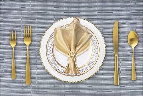 JUCCWARM Juego de 4 manteles individuales resistentes al calor para mesa de comedor, manteles individuales de vinilo tejido, fáciles de limpiar,