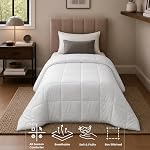 Utopia Bedding Comforters Twin Size, All Season Duvet Insert, Down Alternative Box Stitched Bed Comforter with Corner Tabs, Machine Washable (White)