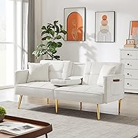 Vista 1 de Merax Sofá cama, sofás cama y sofás con 2 tazas – Sofá reclinable convertible de 69 pulgadas, moderno sofá futón ajustable de terciopelo, sofás