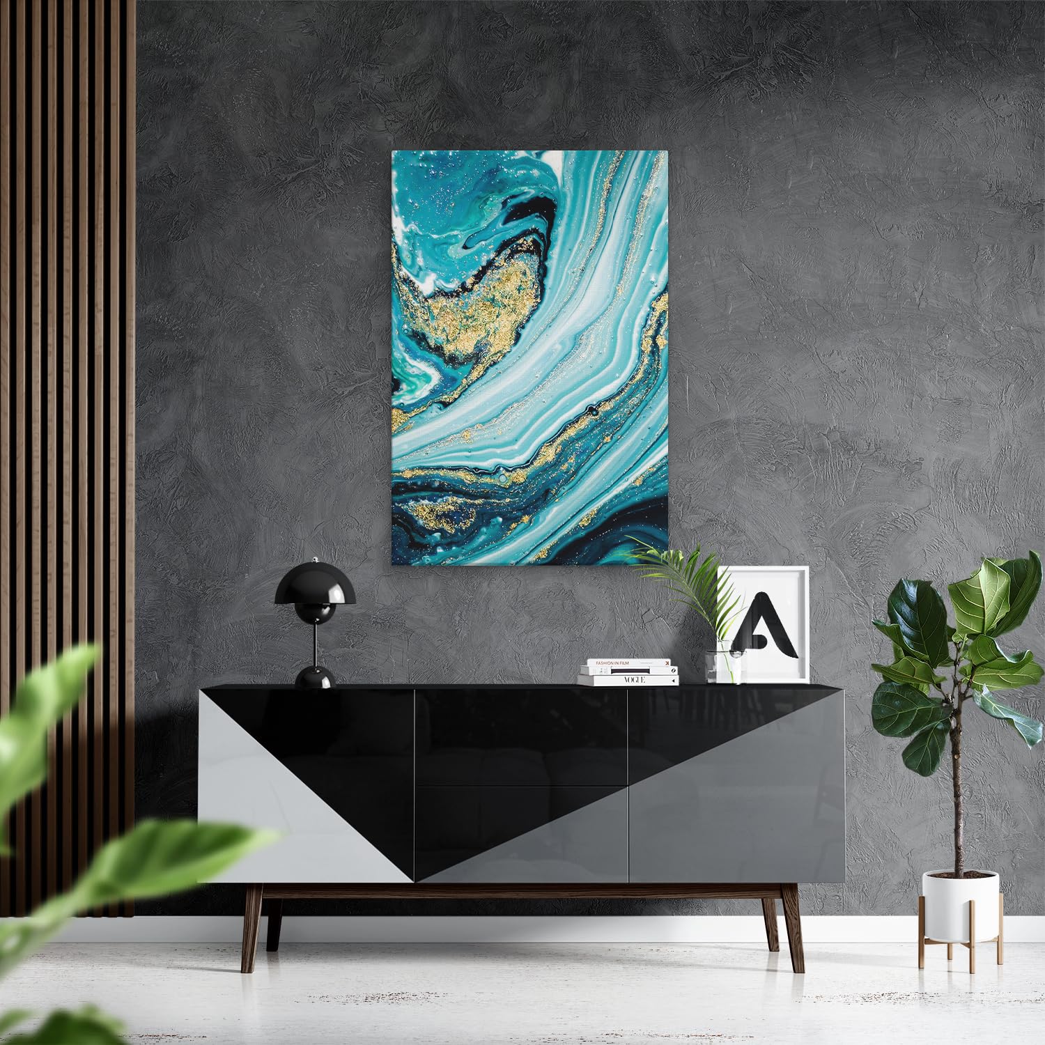 Artaza Leinwand Bilder Abstrakte Kunst Meer - 60x90 cm - Wanddeko Wohnzimmer - Abstrakte Bilder Leinwand - Deko Badezimmer - Türkis