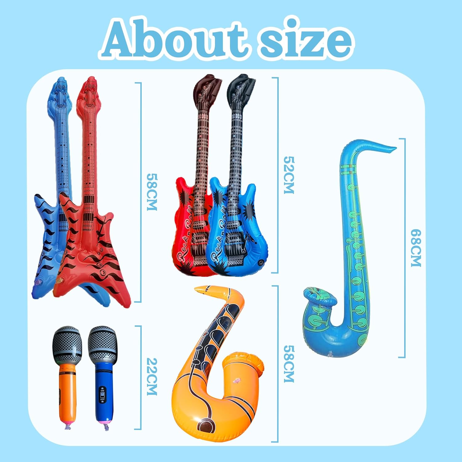Inflatable Toys Musical Instrument Balloon - 8 Pieces Musical Party Decor Inflatable Guitar Bass Saxophone Microphone Balloon Inflatable Music Toy Set for Kids Adults Concert 70s 80s Rock Party Decor 4 812ABKODsML. AC SL1500
