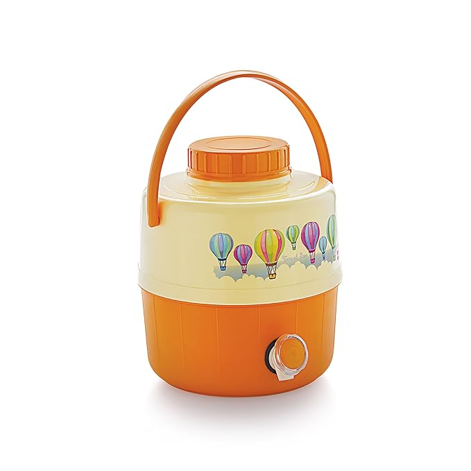 CELLO Travel Star Plastic Insulated Water Jug, 7.5 litres, Orange