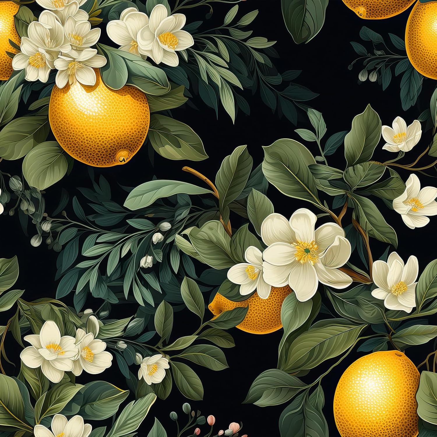 VEELIKE Dark Lemon Wallpaper Stick and Peel Citrus Fruit Floral Wallpaper for Bathroom Kitchen Pantry Areas 17.7''x354'' Self Adhesive Orange Wall Paper Removable Lemon Contact Paper for Shelves Walls 17.7" x 354"