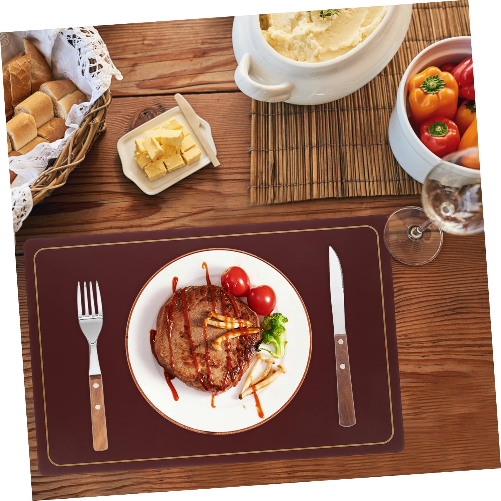 Tovagliette da Pranzo Antiscivolo 4 Pezzi in Pu per Tavolo