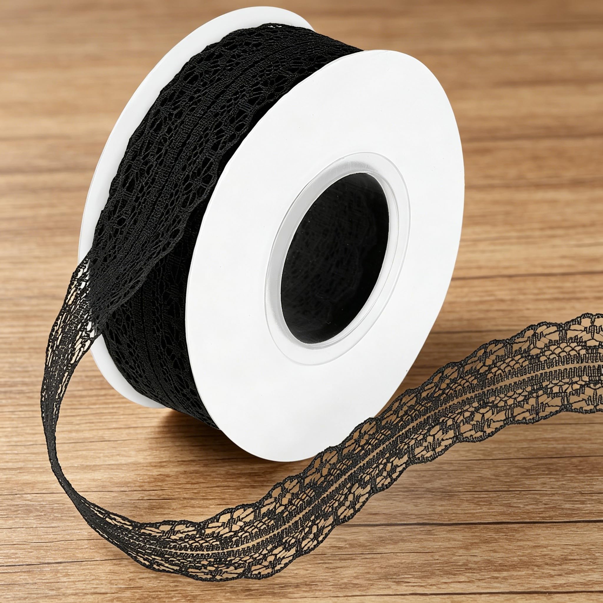 1.2 Inch Black Lace Ribbon 25 Yards Black Lace Trim for Sewing Floral Laces Ribbon Decorative Ribbons for Gift Wrapping Crafting Dressing Hair Bows Birthday Wedding Bouquet Party Invitation