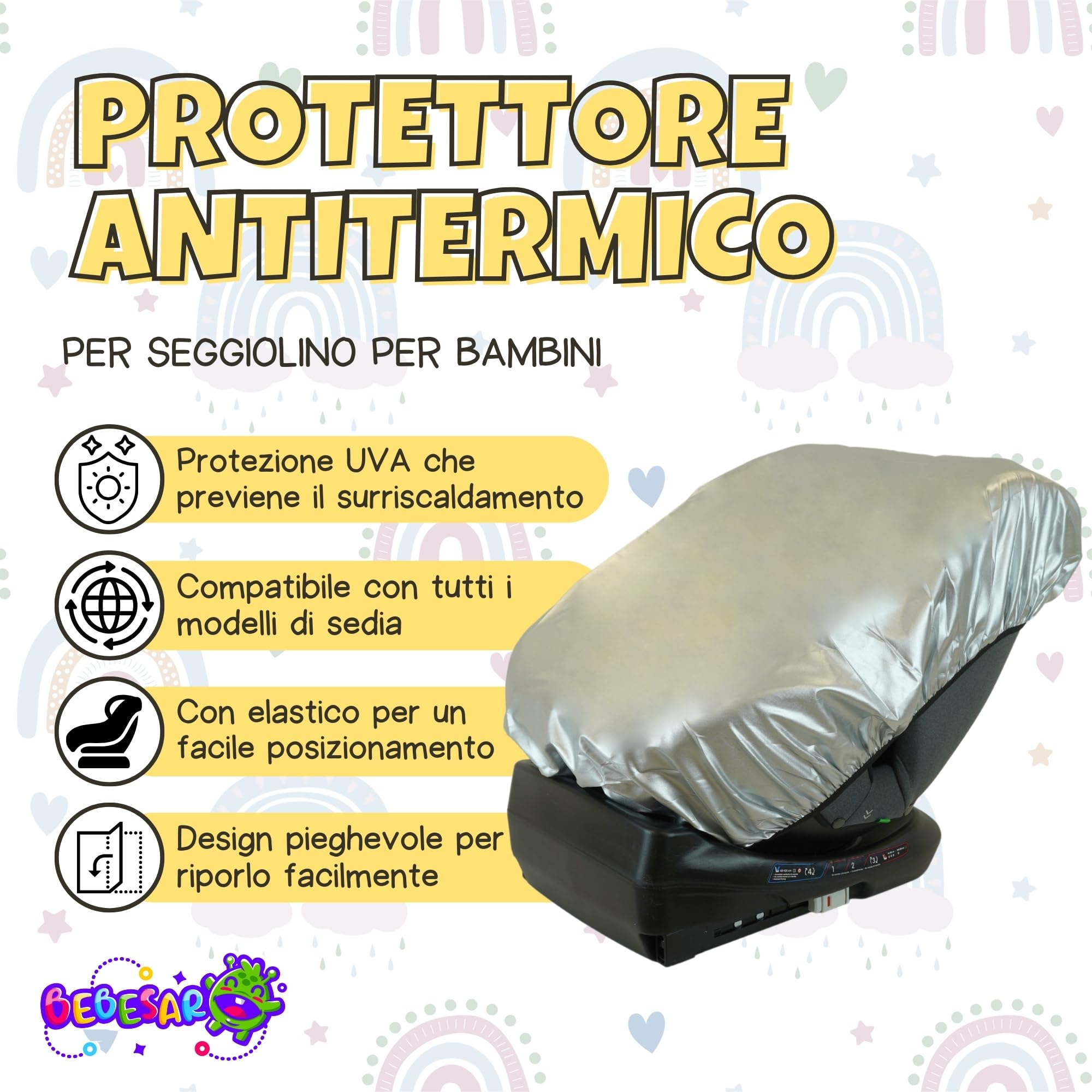 Copertura Termica Universale Per Seggiolino Auto Bebesar® - Mantiene Fresco D'estate E Caldo D'inverno | Compatibile Con Tutti I Modelli - Foto 4