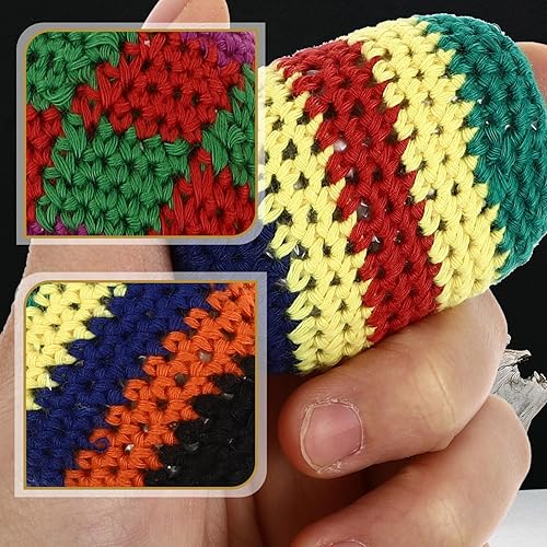 Miniatura 2 de Puf para exteriores, 5 piezas, divertidos sacos de bolas de hacky, colores assoerted, tejidos, kickball, bolas de punto suave para principiantes al