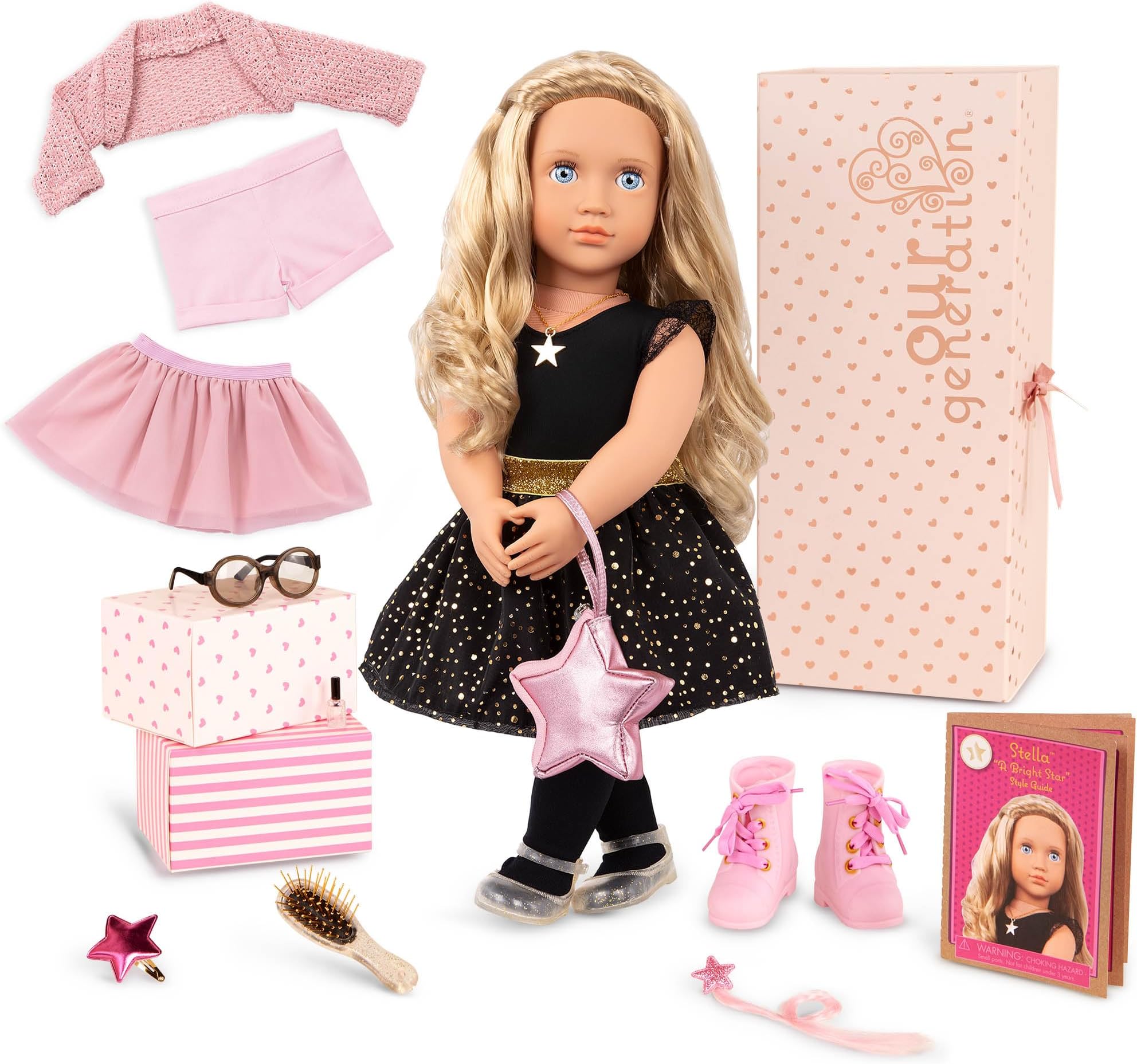 18-Inch Starry Fashion Starter Doll – Stella - Blonde Hair & Blue Eyes – 3 Outfits & Styling Accessories in Gift Box – Pretend Play 3+ Years