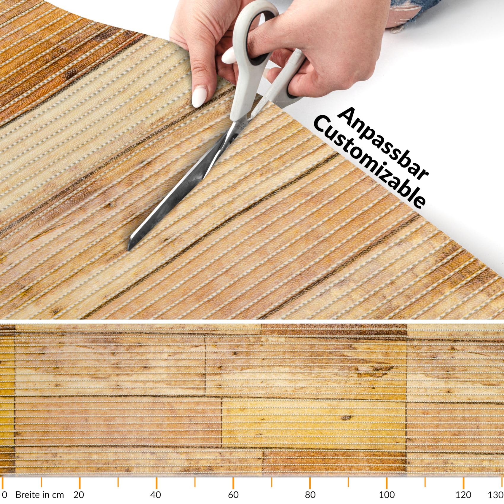 ANRO Alfombra de baño de espuma suave antideslizante para baño y ducha, madera, suelo, marrón, 500x130 cm