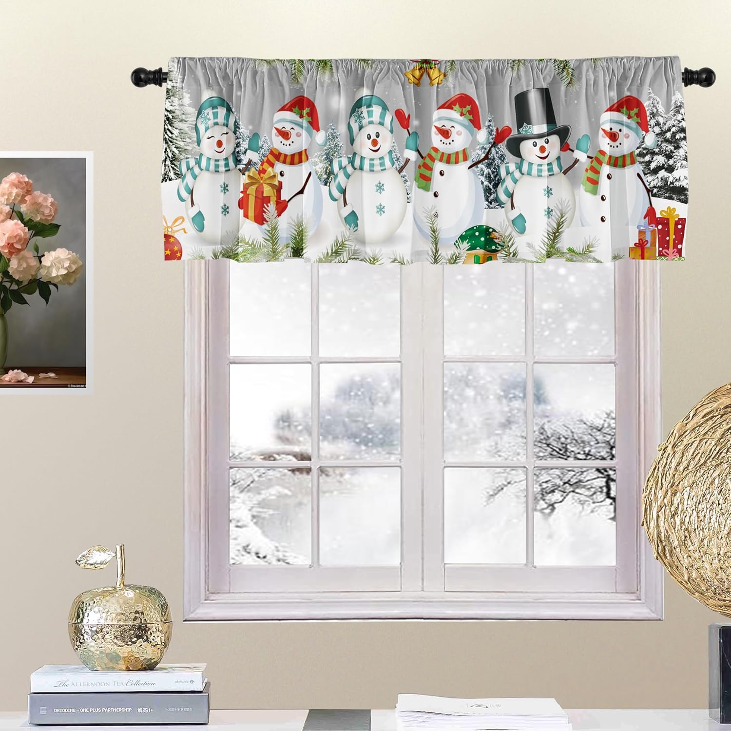 Deztibos Christmas Snowman Windows Valances Christmas Pine