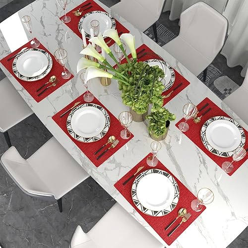 Miniatura 146 de Juego de 4 manteles individuales de lino suave hechos a mano resistentes al calor, manteles individuales para mesa de comedor, manteles individuales