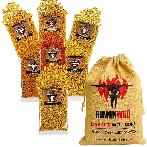 Vista 32 de Ranch, BBQ, granos de maíz crujientes salados Paquete variado de maíz tostado suave y crujiente Runnin' Wild Foods 1.5 libras en total