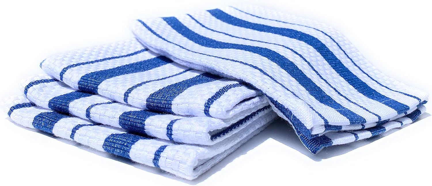 Williams-Sonoma Classic Stripe Kitchen Dishcloths/Dishrags, Set of 4 (Bright Blue)